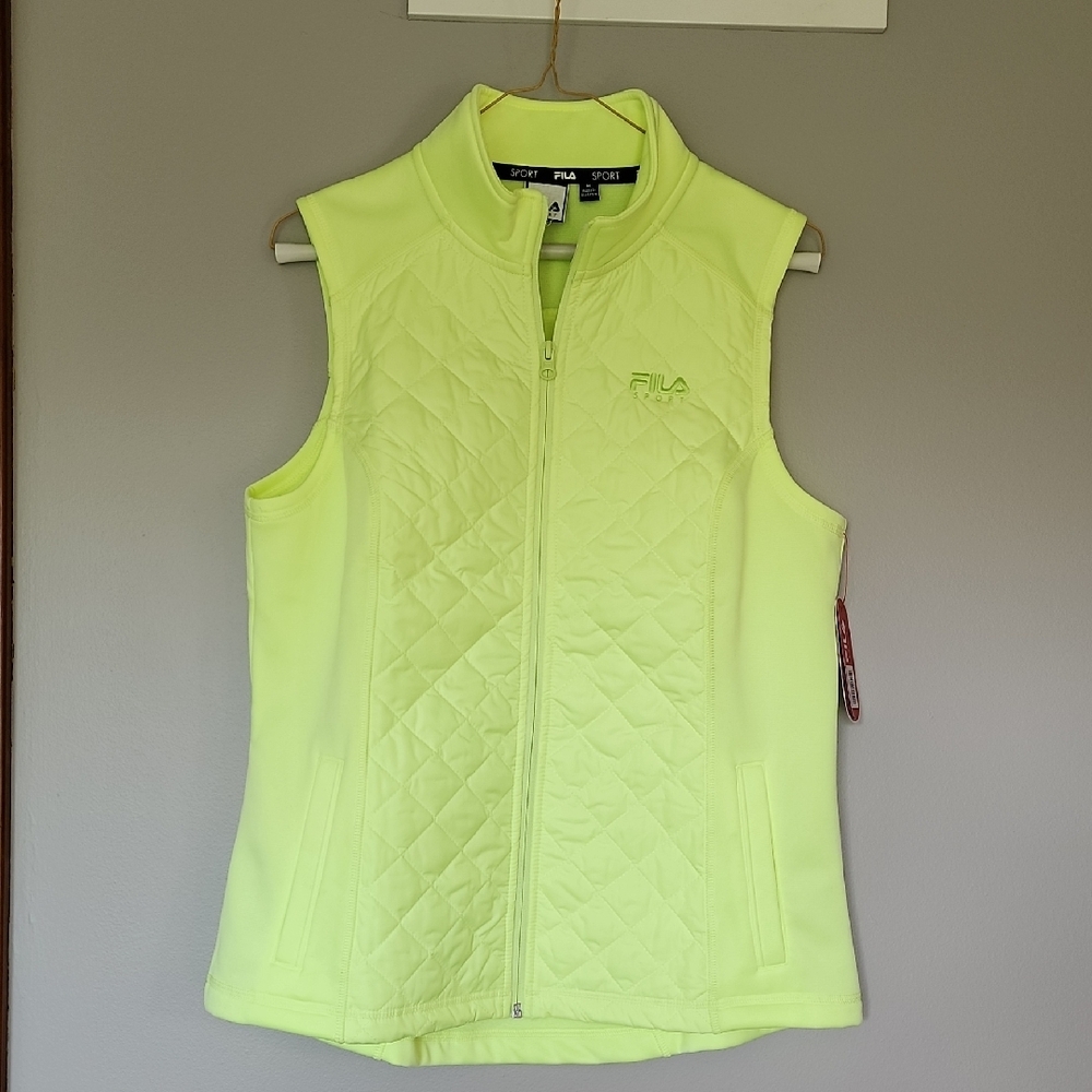 NEW Fila Women's Neon Yellow Quilted Vest / Size Medium - Picture 7 of 7